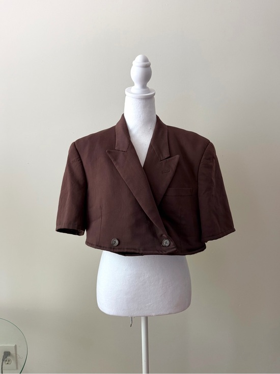 Jackets & Blazers - Women's Cropped Double-Breasted Brown Suit